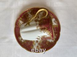 Haviland Limoges Demitasse Cup & Saucer Gold Rococo Raspberry 1894-1931