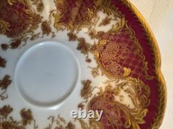 Haviland Limoges Demitasse Cup & Saucer Gold Rococo Raspberry 1894-1931