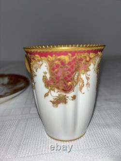Haviland Limoges Demitasse Cup & Saucer Gold Rococo Raspberry 1894-1931