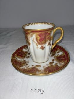 Haviland Limoges Demitasse Cup & Saucer Gold Rococo Raspberry 1894-1931