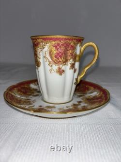 Haviland Limoges Demitasse Cup & Saucer Gold Rococo Raspberry 1894-1931