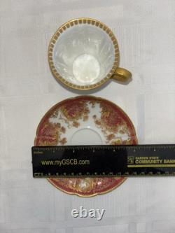 Haviland Limoges Demitasse Cup & Saucer Gold Rococo Raspberry 1894-1931