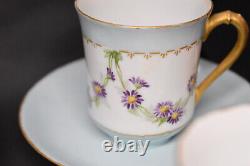 Haviland Limoges Hand Painted Porcelain Demitasse Tea Cups & Saucers Set of 6