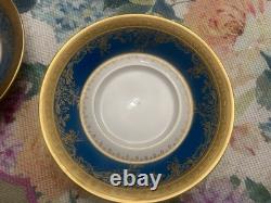 Haviland Limoges Pompadour Powder Bleu Flat Demitasse Cups and Saucers, Set Of 6