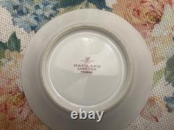 Haviland Limoges Pompadour Powder Bleu Flat Demitasse Cups and Saucers, Set Of 6