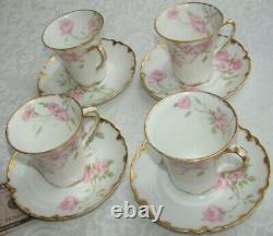 Haviland Limoges Schleiger 1151b Gold BALTIMORE ROSE Demitasse Cup & Saucer Set