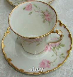 Haviland Limoges Schleiger 1151b Gold BALTIMORE ROSE Demitasse Cup & Saucer Set