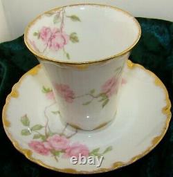 Haviland Limoges Schleiger 1151b Gold BALTIMORE ROSE Demitasse Cup & Saucer Set