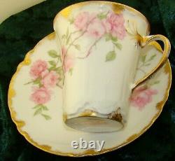 Haviland Limoges Schleiger 1151b Gold BALTIMORE ROSE Demitasse Cup & Saucer Set