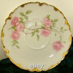 Haviland Limoges Schleiger 1151b Gold BALTIMORE ROSE Demitasse Cup & Saucer Set