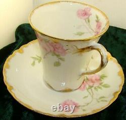 Haviland Limoges Schleiger 1151b Gold BALTIMORE ROSE Demitasse Cup & Saucer Set