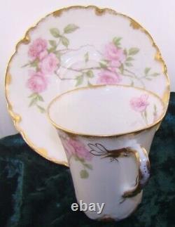 Haviland Limoges Schleiger 1151b Gold BALTIMORE ROSE Demitasse Cup & Saucer Set