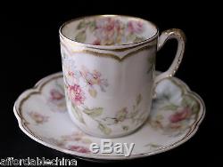 Haviland Limoges Schleiger 39 Double Gold Chocolate Demitasse Cup and Saucer -A