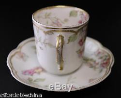 Haviland Limoges Schleiger 39 Double Gold Chocolate Demitasse Cup and Saucer -B