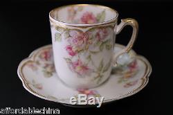 Haviland Limoges Schleiger 39 Double Gold Chocolate Demitasse Cup and Saucer -D