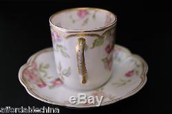 Haviland Limoges Schleiger 39 Double Gold Chocolate Demitasse Cup and Saucer -D