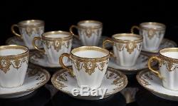 Haviland Limoges Set of Eight Sweet Gold Encrusted Demitasse Cups and Saucers