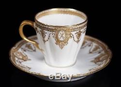 Haviland Limoges Set of Eight Sweet Gold Encrusted Demitasse Cups and Saucers