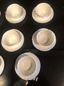 Haviland Ranson Flared Demitasse Cups & Scalloped Saucers, Set Of 8