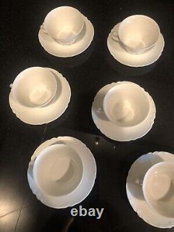 Haviland Ranson Flared Demitasse Cups & Scalloped Saucers, Set Of 8
