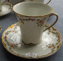 Haviland Schleiger 523 Chocolate Server w 4 Demitasse Cup & Saucer Sets Hvy Gold