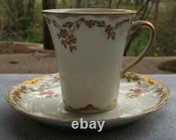 Haviland Schleiger 523 Chocolate Server w 4 Demitasse Cup & Saucer Sets Hvy Gold