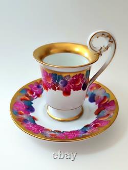 Heinrich Baensch Hand Painted Demitasse Cup And Saucer, 1900-1930 Germany