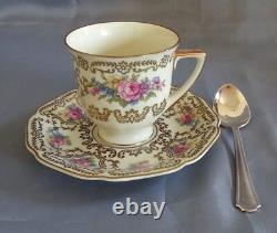 Heinrich & Co Selb Germany #9501 6 Demitasse Cups & Saucers withSilverplate Spoons