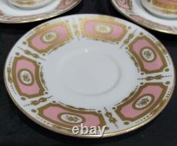 Heinrich Germany 6 Demitasse Cups & 6 Saucers Gold/rose Medallion Pink Gorgeous