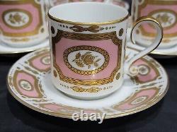 Heinrich Germany 6 Demitasse Cups & 6 Saucers Gold/rose Medallion Pink Gorgeous