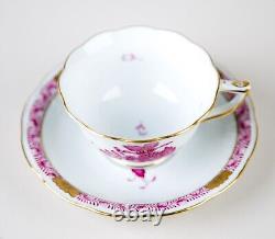 Herend Chinese Bouquet Raspberry (AP) Footed Demitasse Cups & Saucers #735