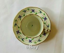Herend Demitasse Cup & Saucer Pair in Blue Garland and Queen Victoria, MINT