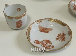 Herend Fortuna Rust 4 Sets of Demitasse Cup & Saucer 8 Pieces Tea Coffee Cups