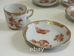 Herend Fortuna Rust 4 Sets of Demitasse Cup & Saucer 8 Pieces Tea Coffee Cups