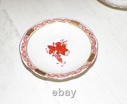 Herend Hungary Chinese Bouquet Rust Demitasse Cups & Saucers 4+