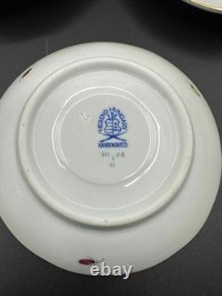 Herend Hungary FR Fruits Flowers Insects Demitasse Cup & Saucer Set of 6 Handpai
