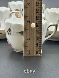 Herend Hungary FR Fruits Flowers Insects Demitasse Cup & Saucer Set of 6 Handpai