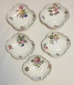 Herend Porcelain Fruits & Flowers Demitasse with Saucer Set of 5