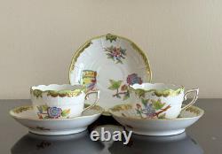 Herend Queen Victoria #711 Set of 2 Demitasse Cups and Saucers Plus 1 Saucer