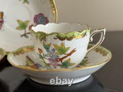 Herend Queen Victoria #711 Set of 2 Demitasse Cups and Saucers Plus 1 Saucer