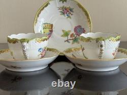 Herend Queen Victoria #711 Set of 2 Demitasse Cups and Saucers Plus 1 Saucer