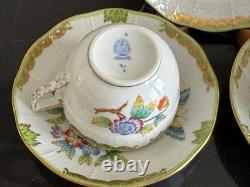 Herend Queen Victoria #711 Set of 2 Demitasse Cups and Saucers Plus 1 Saucer