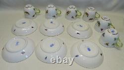 Herend Rothschild 6 Demitasse Cups & Saucers Birds & Insects