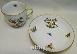 Herend Rothschild 6 Demitasse Cups & Saucers Birds & Insects