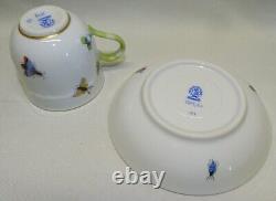 Herend Rothschild 6 Demitasse Cups & Saucers Birds & Insects