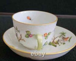 Herend Rothschild Bird Cups & Saucers #1711 Demitasse Hungary Lot of 4