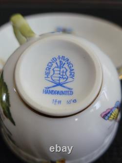 Herend Rothschild Bird Cups & Saucers #1711 Set of 4 Demitasse Hungary