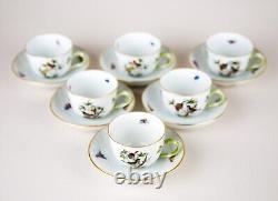 Herend Rothschild Bird Demitasse Cups & Saucers #1711 Set of 6 Vintage Hungary