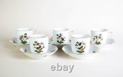 Herend Rothschild Bird Demitasse Cups & Saucers #708 Set of 5 Vintage Hungary