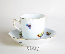 Herend Rothschild Bird Demitasse Cups & Saucers #708 Set of 6 Vintage Hungary